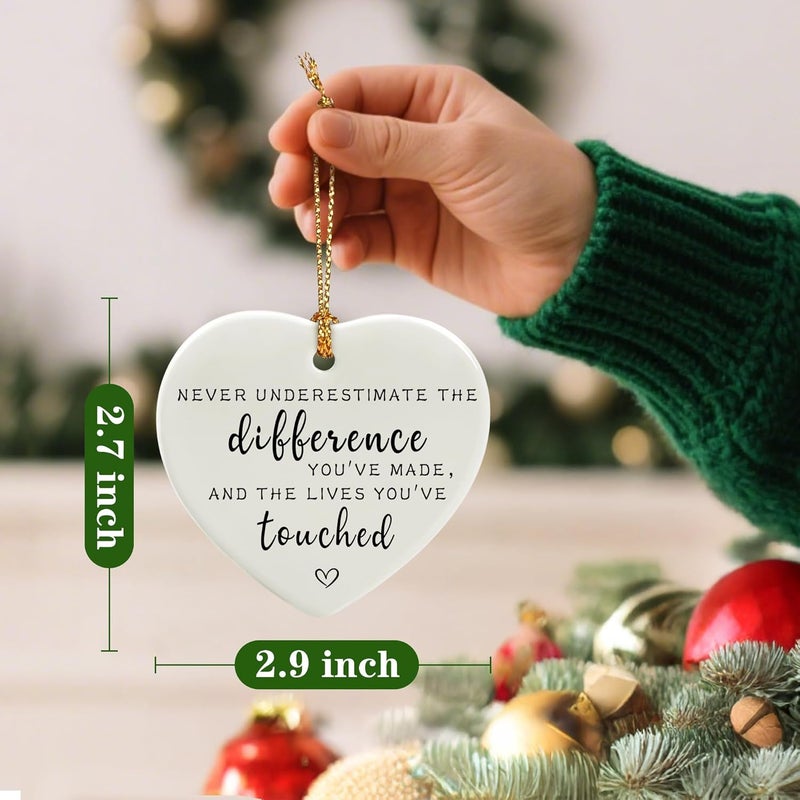 Jocidea Never Underestimate the Difference You’ve Made, and the Lives You’ve Touched - Appreciation, Farewell, Going Away, Goodbye, Leaving & Retirement Gifts for Coworker, Employee | Heart Christmas Ornament - Image 2